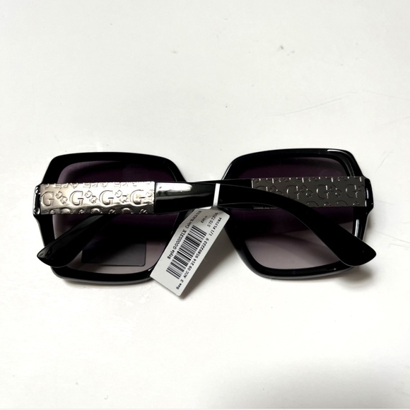New GUESS Oversized Square Sunglasses GO00031 Acetate Embossed Black Silver